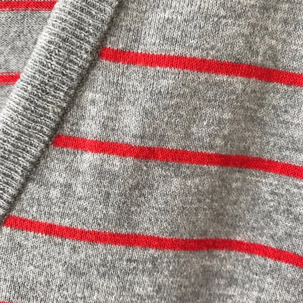 J. Crew Factory grey and orange striped vneck sweater Sz M_4